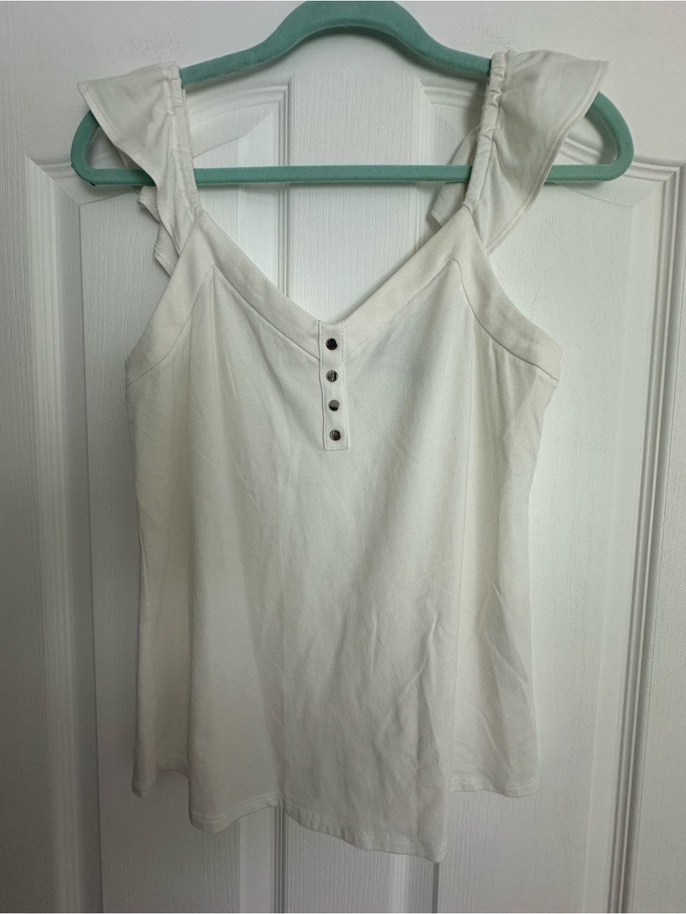 White House Black Market NWOT White Ruffled Strap Camisole